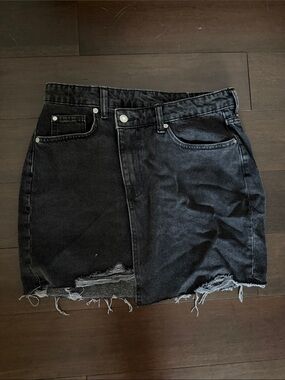 H&M &DENIM Distressed Denim Mini Skirt